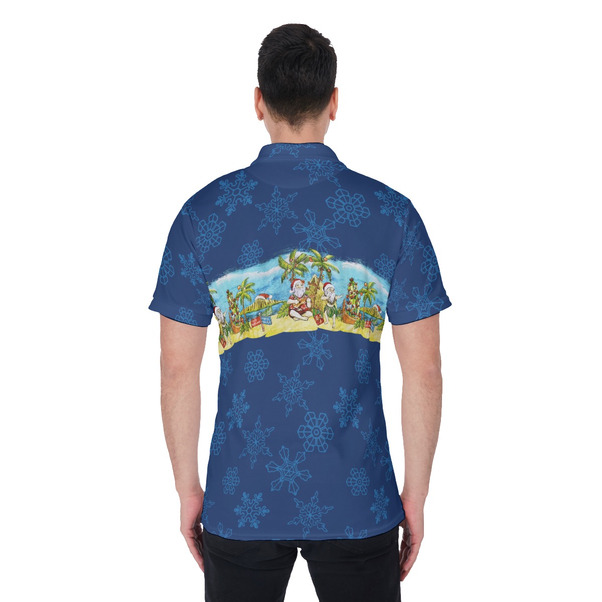 Men's Hawaiian Santa Christmas Aloha Polo Shirt