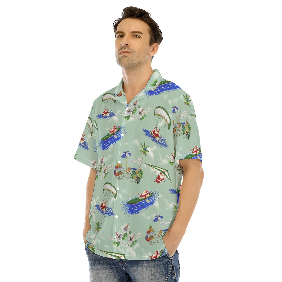 Tropical Santa Christmas Hawaiian Shirt For Men
