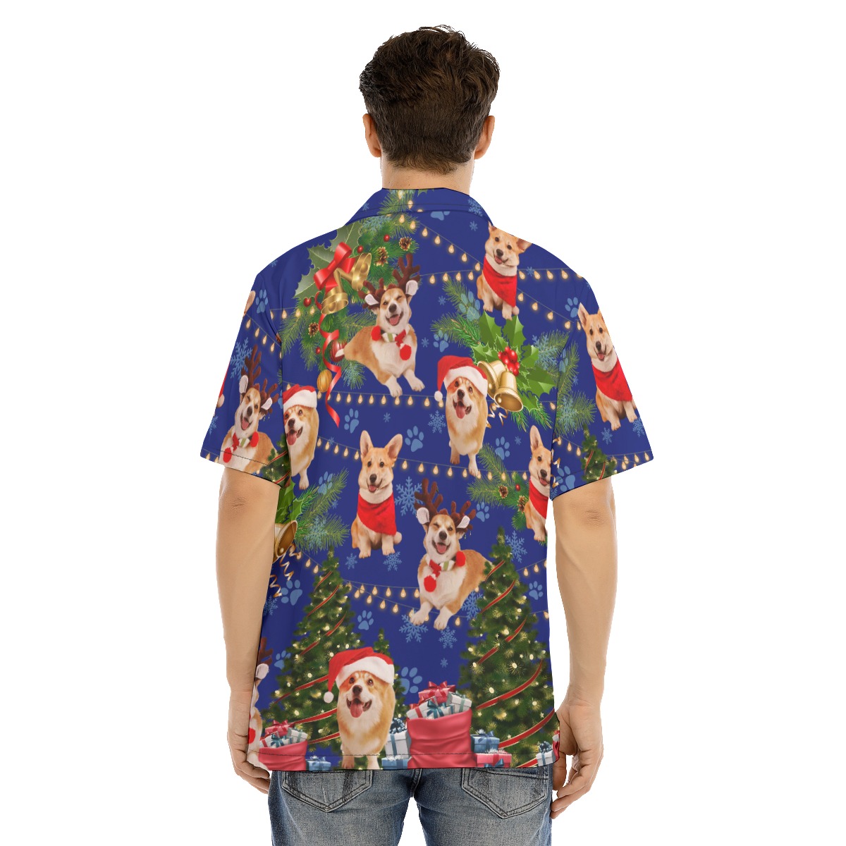 Cute Dog Christmas Hawaiian Shirt For Men