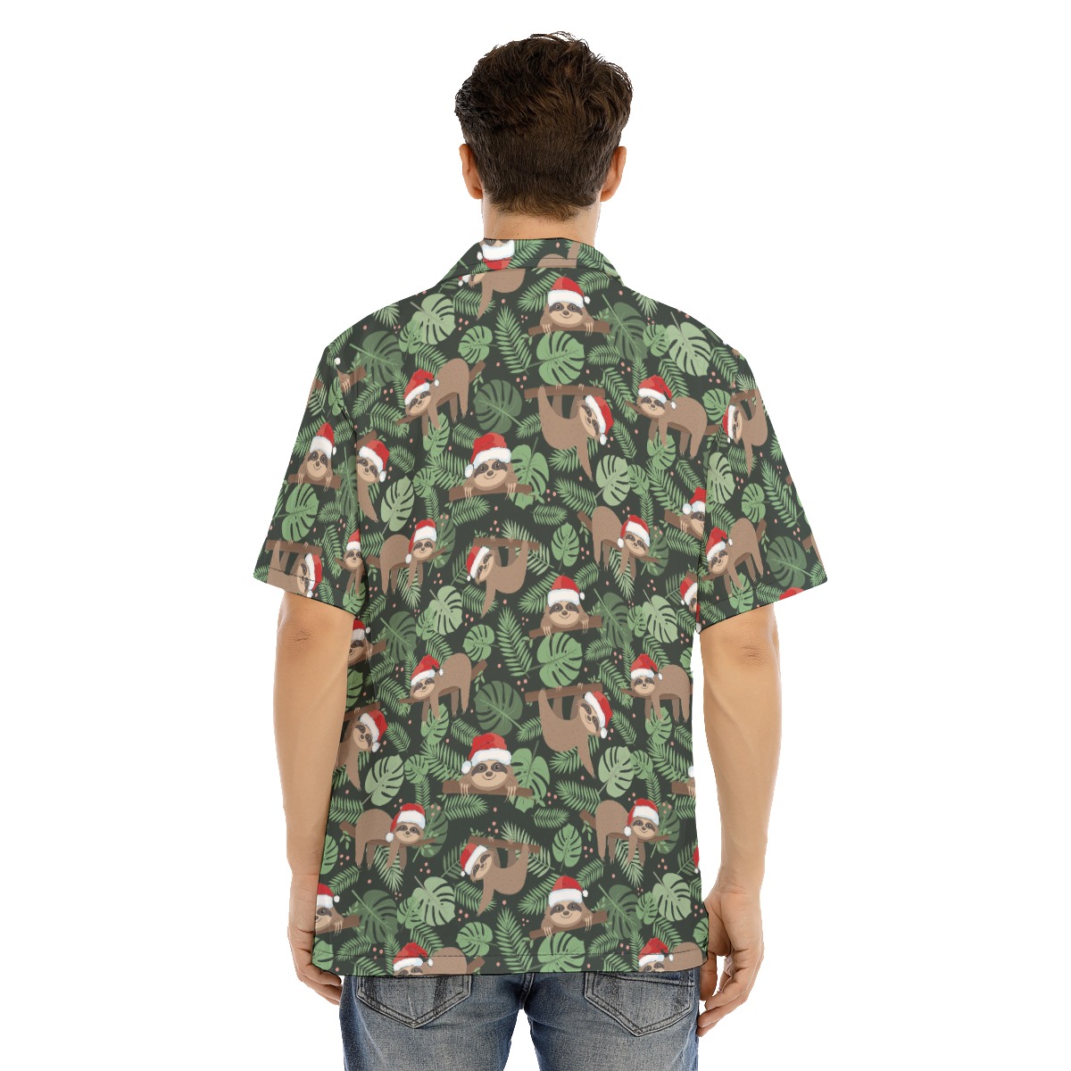 Men's Sloth Santa Tropical Christmas Hawaiian Shirt