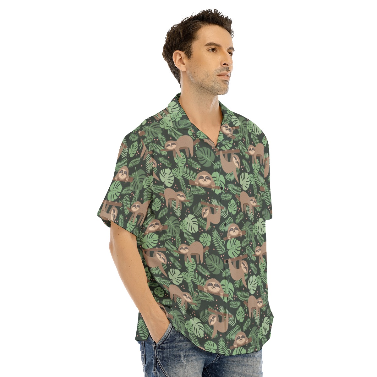 Cute Sloth Tropical Hawaiian Shirt For Men