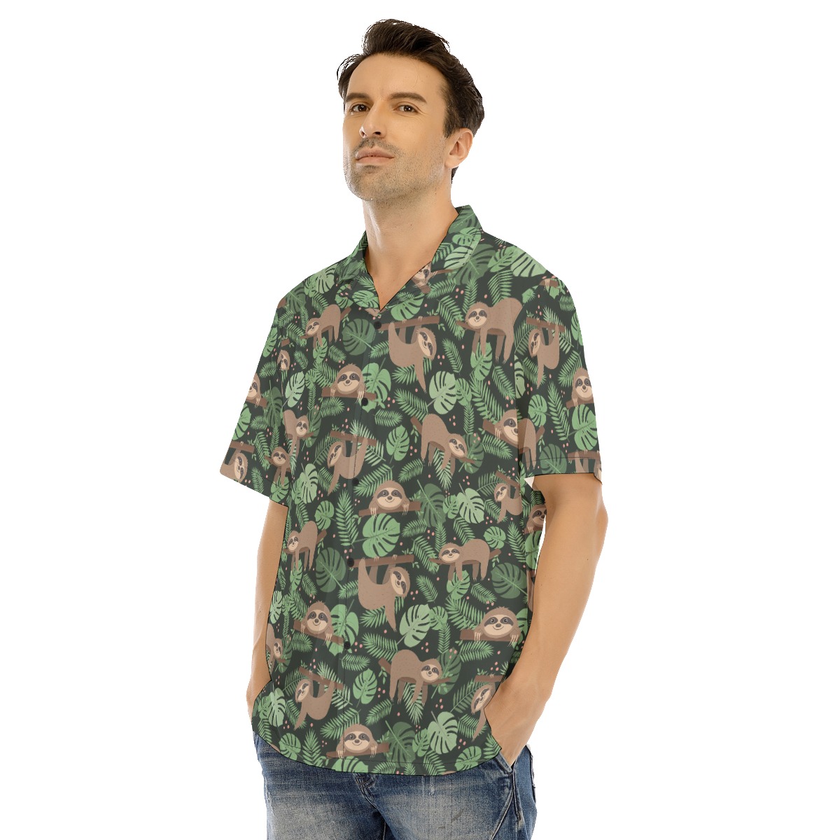 Cute Sloth Tropical Hawaiian Shirt For Men