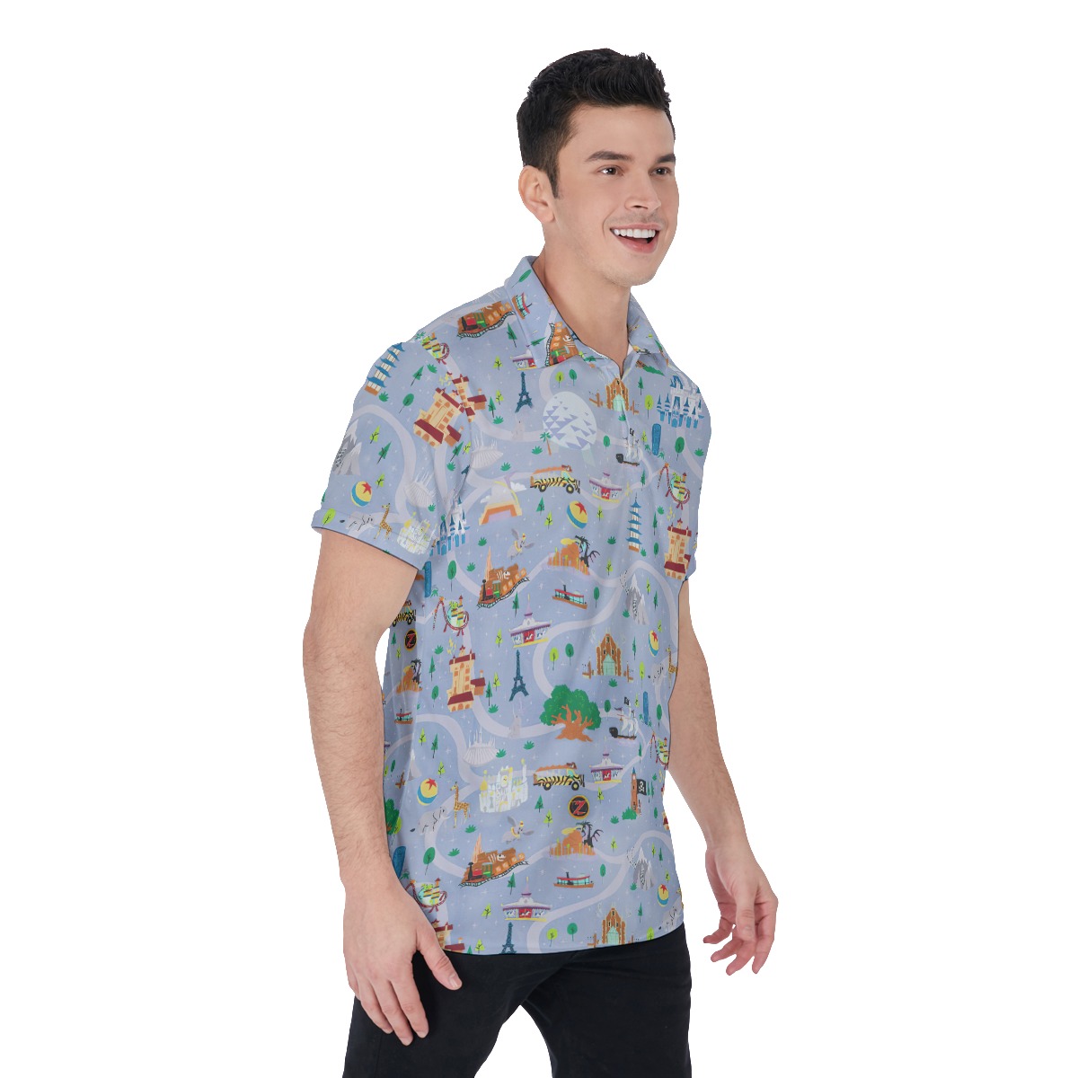 Men's Fascination Kingdom Purple Polo Hawaiian Shirt