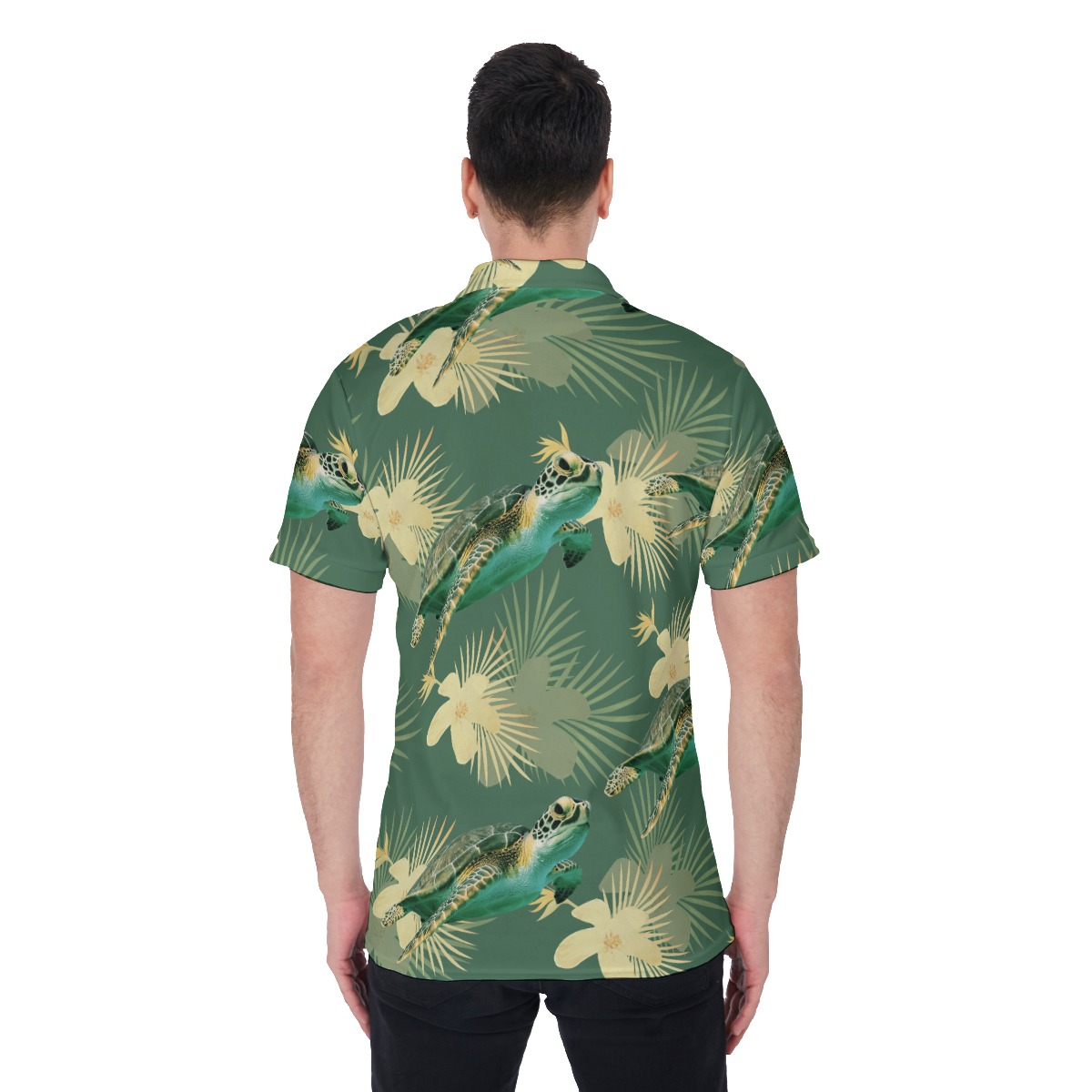 Green Sea Turtle Hawaiian Polo Shirt For Men