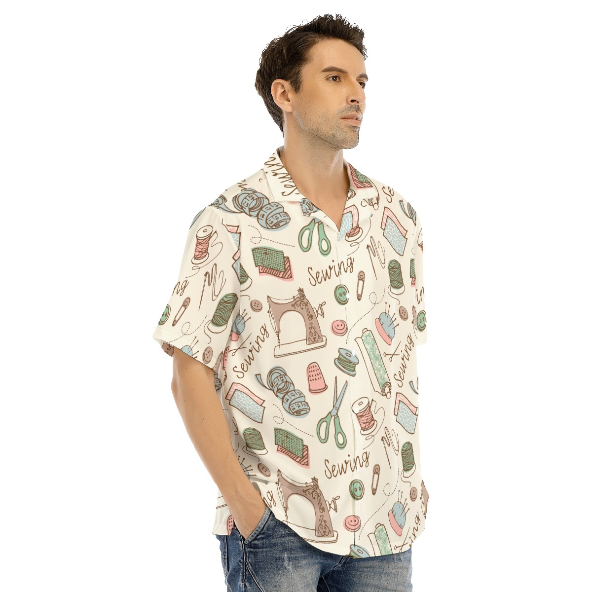Cute Sewing Tools Hawaiian Shirt For Men