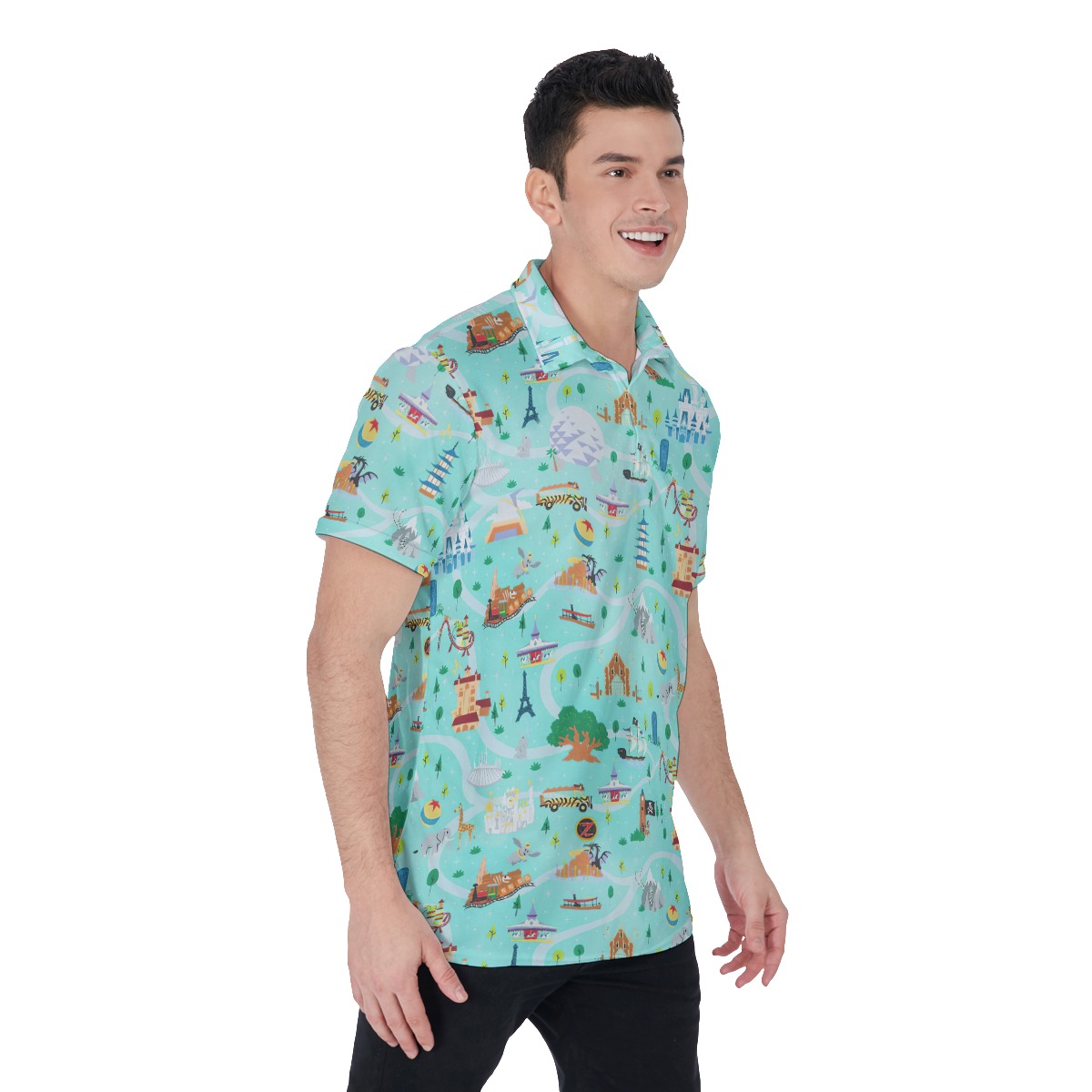 Wizardry Kingdom Blue Hawaiian Polo Shirt For Men