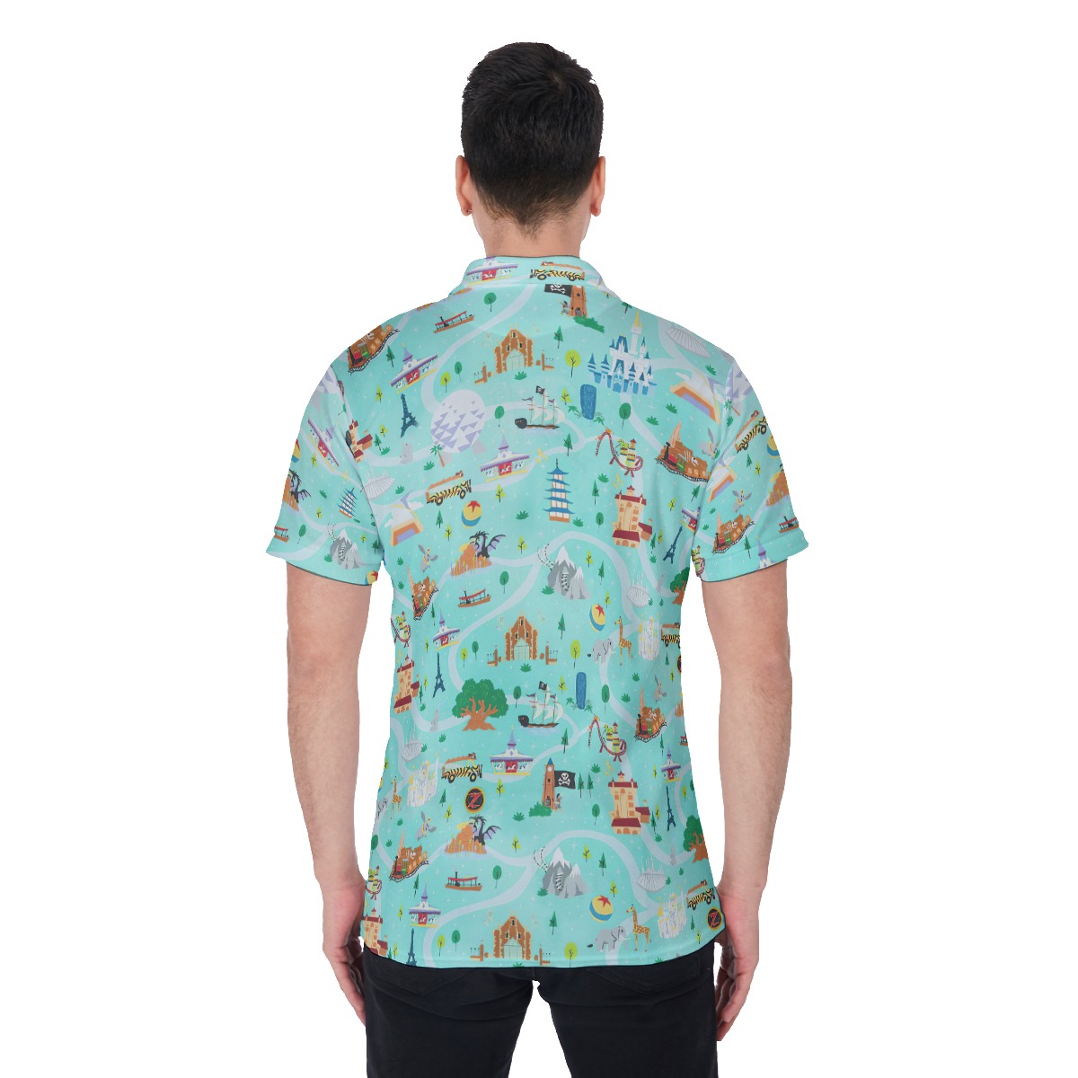Wizardry Kingdom Blue Hawaiian Polo Shirt For Men