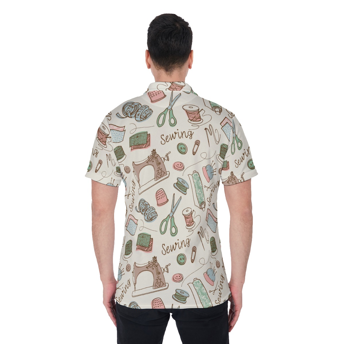 Colored Sewing Set Hawaiian Polo Shirt For Men