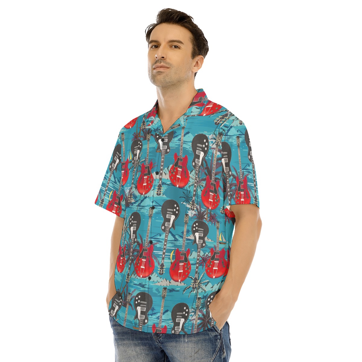 Cool Guitar Hawaiian Shirt For Men