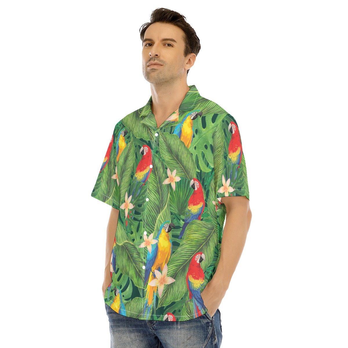 Colorful Parrot Hawaiian Shirt For Men