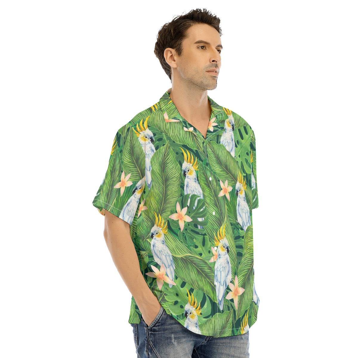 Parrot Tropical Green Hawaiian Shirt For Men
