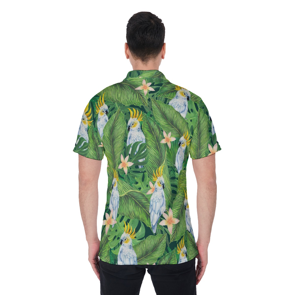 Floral Parrot Hawaiian Polo Shirt For Men