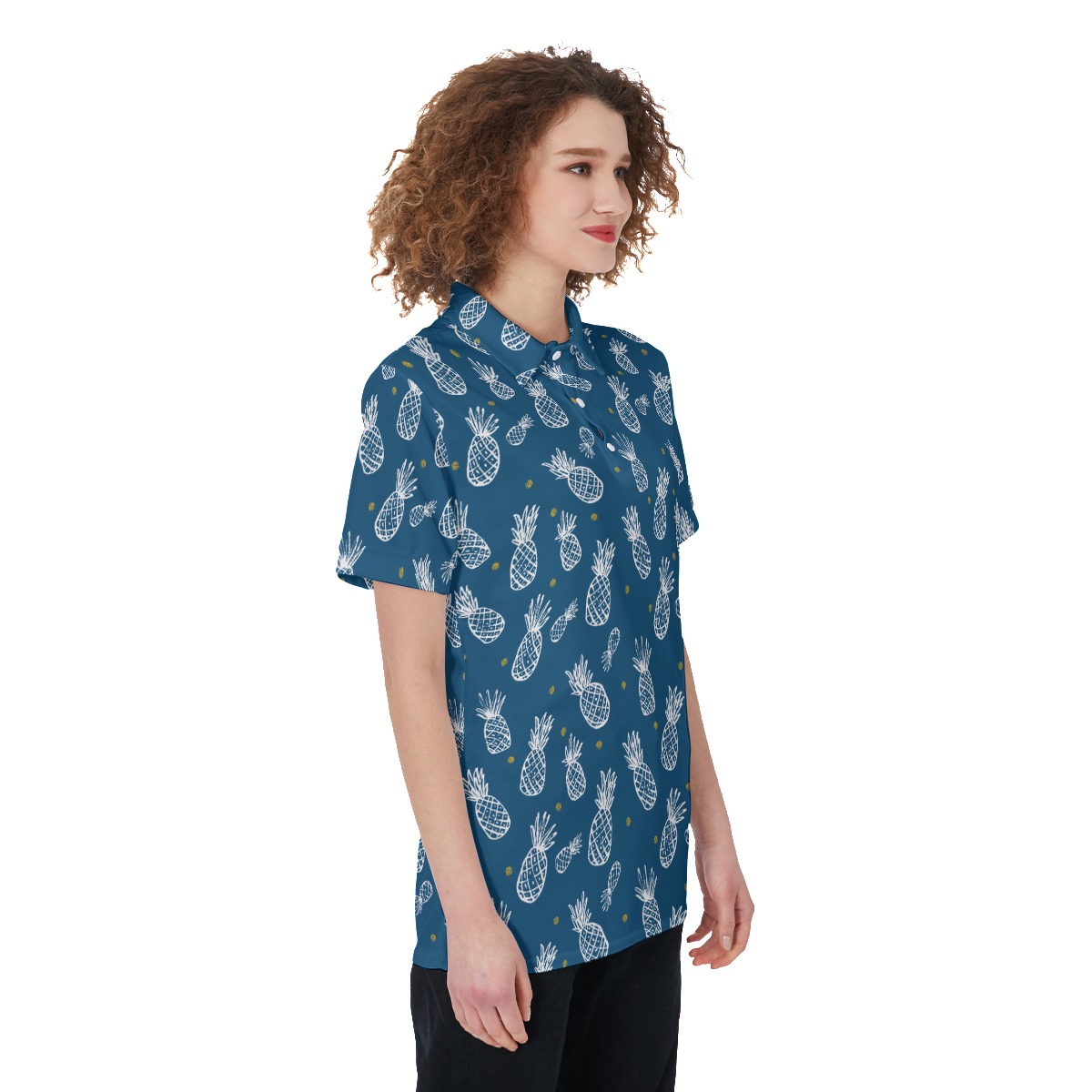 Women's Pineapple Navy Golf Shirt