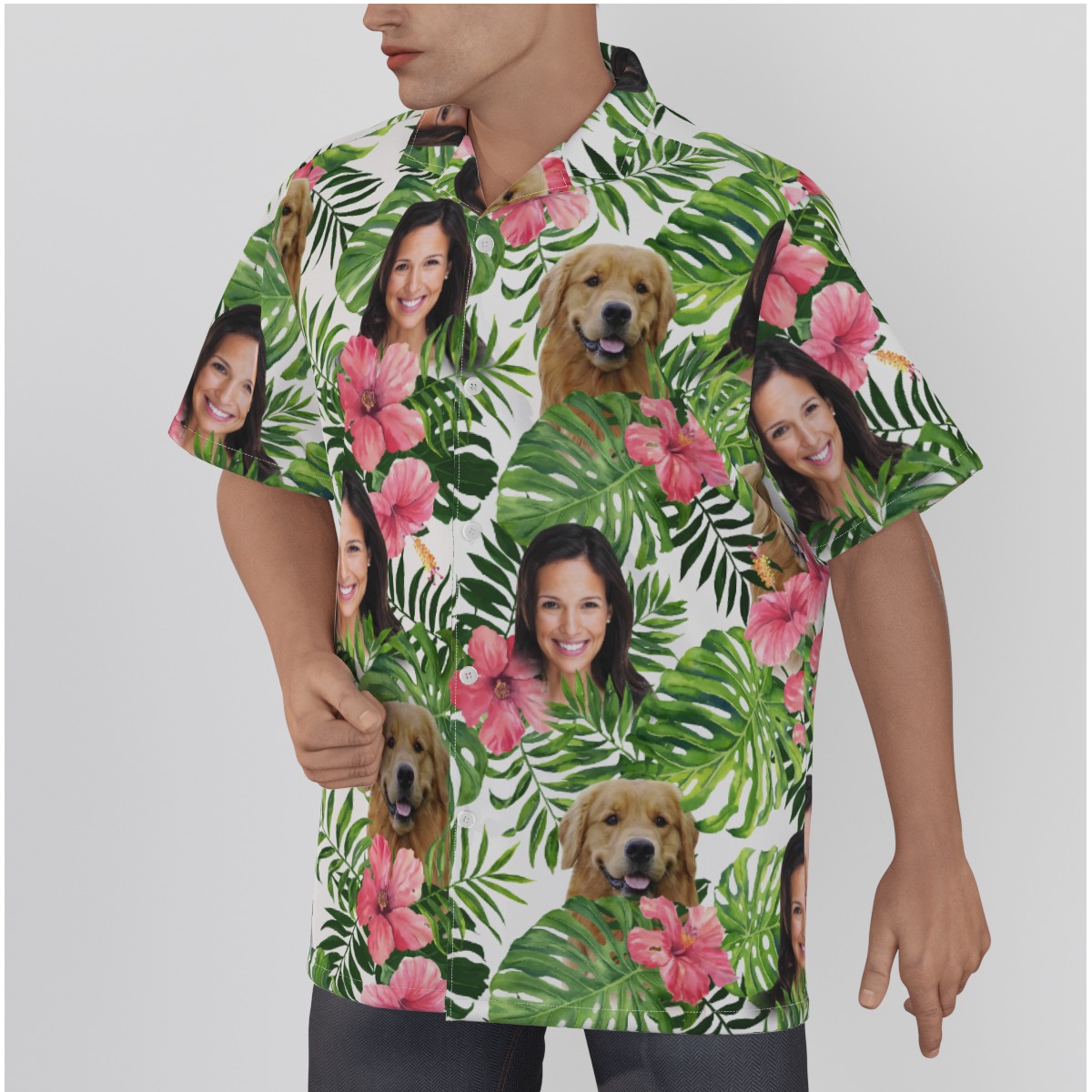Custom Dog And Owner Face Hawaiian Shirt