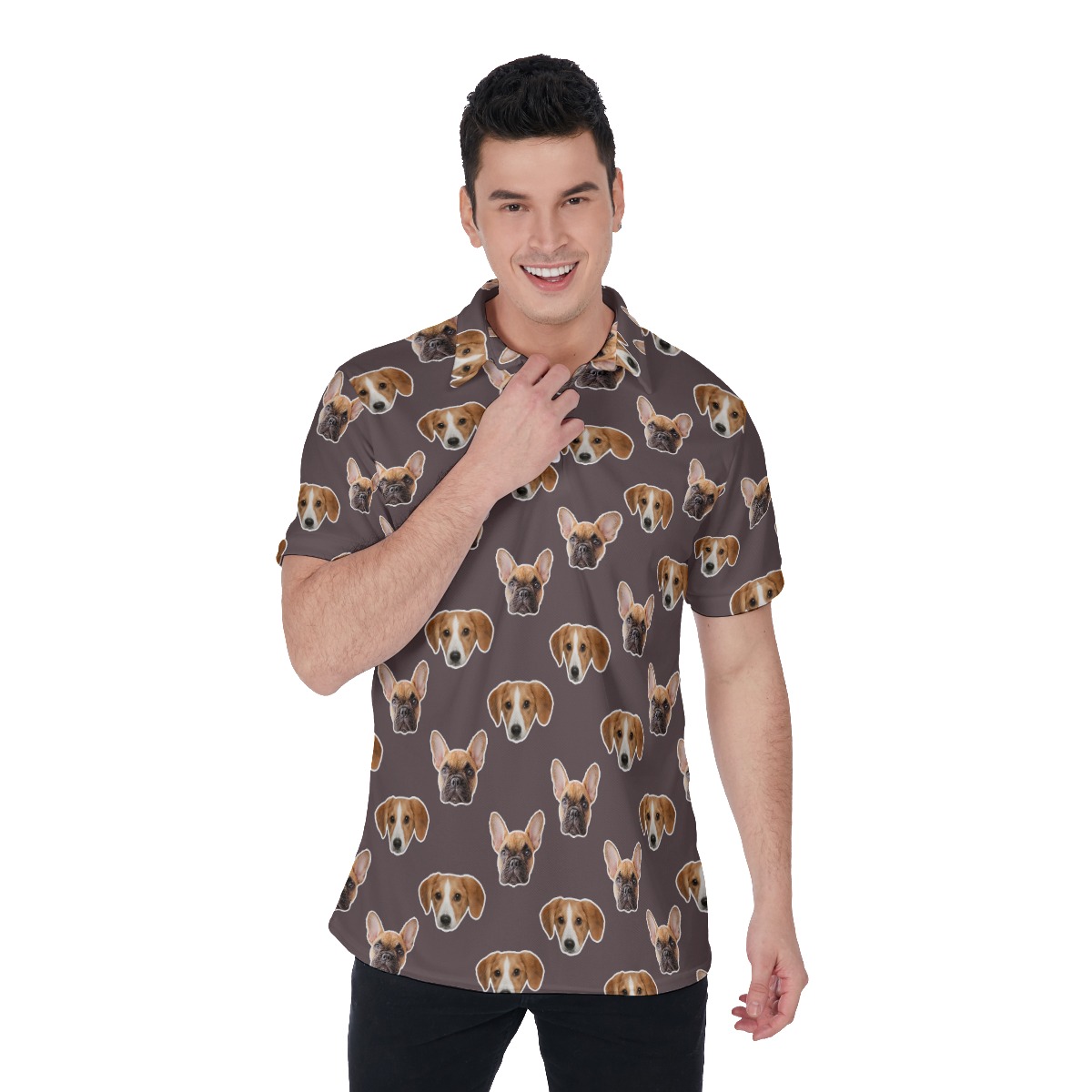 Custom 2 Dog Faces Golf Shirt For Men - variant image 1
