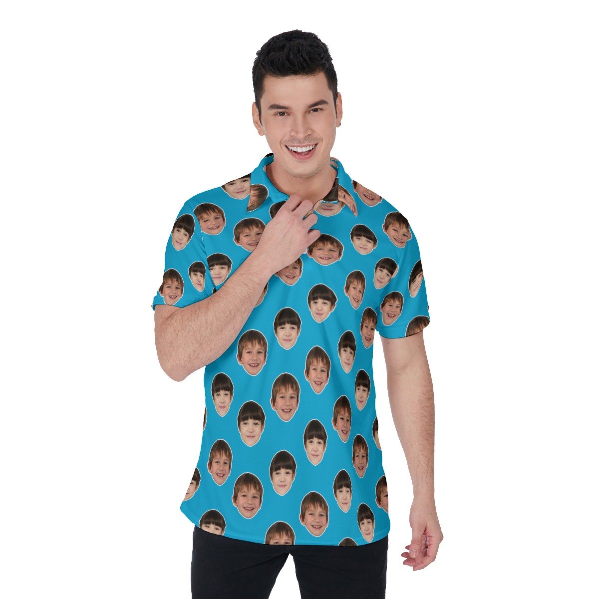 Funny Men's Golf Shirt With Multi Faces - variant image 1