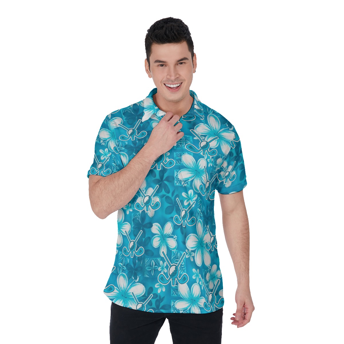 Vintage Golf Floral Polo Shirt For Men - variant image 1