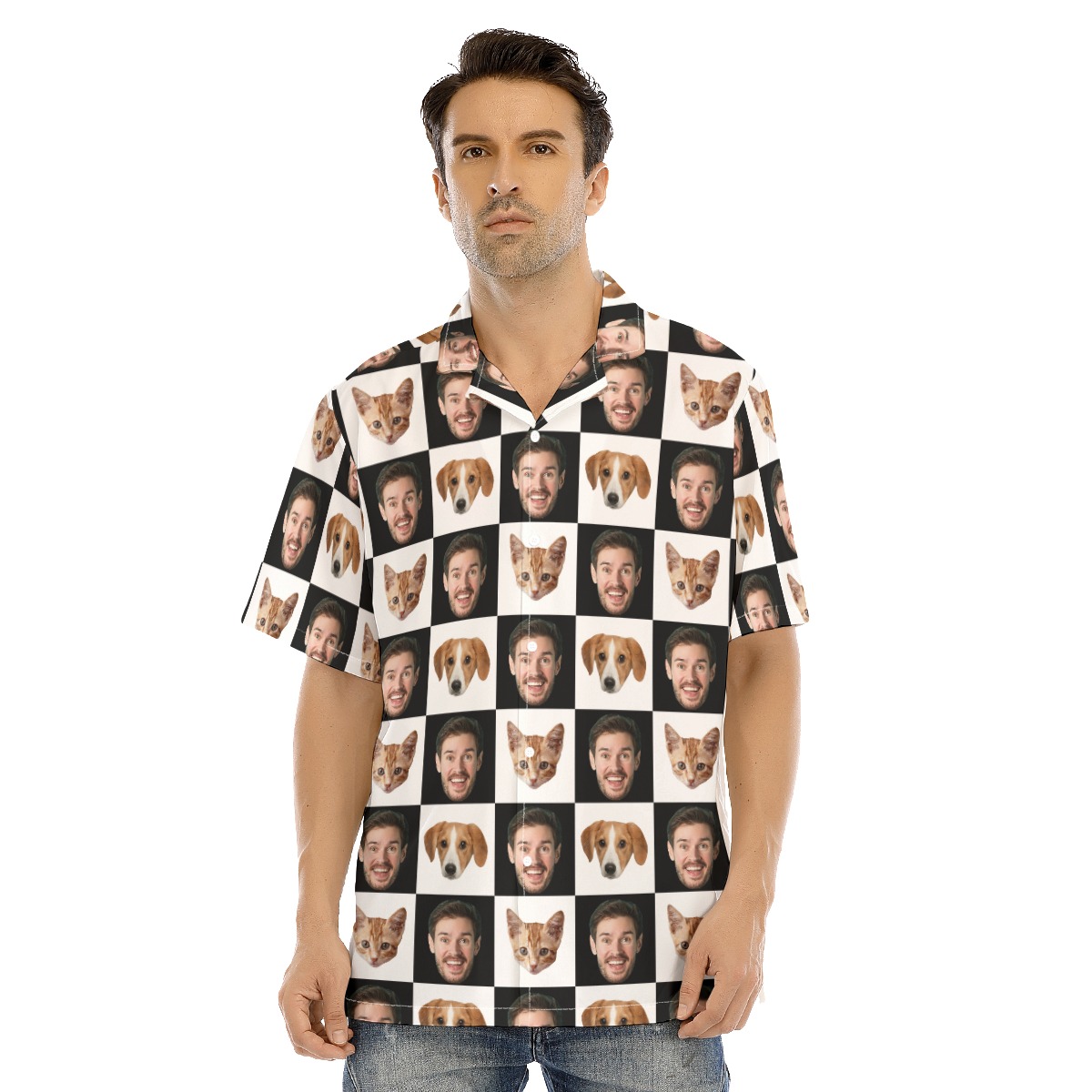 Funny Custom Dog Face And Owner Hawaiian Shirt - variant image 1