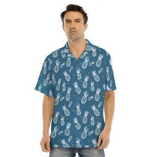 Pineapple Fruit Navy Hawaiian Shirt For Men