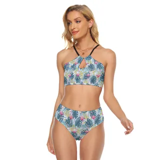 Flamingo Tropical Sexy Hawaiian Two Pieces Swimsuit For Summer