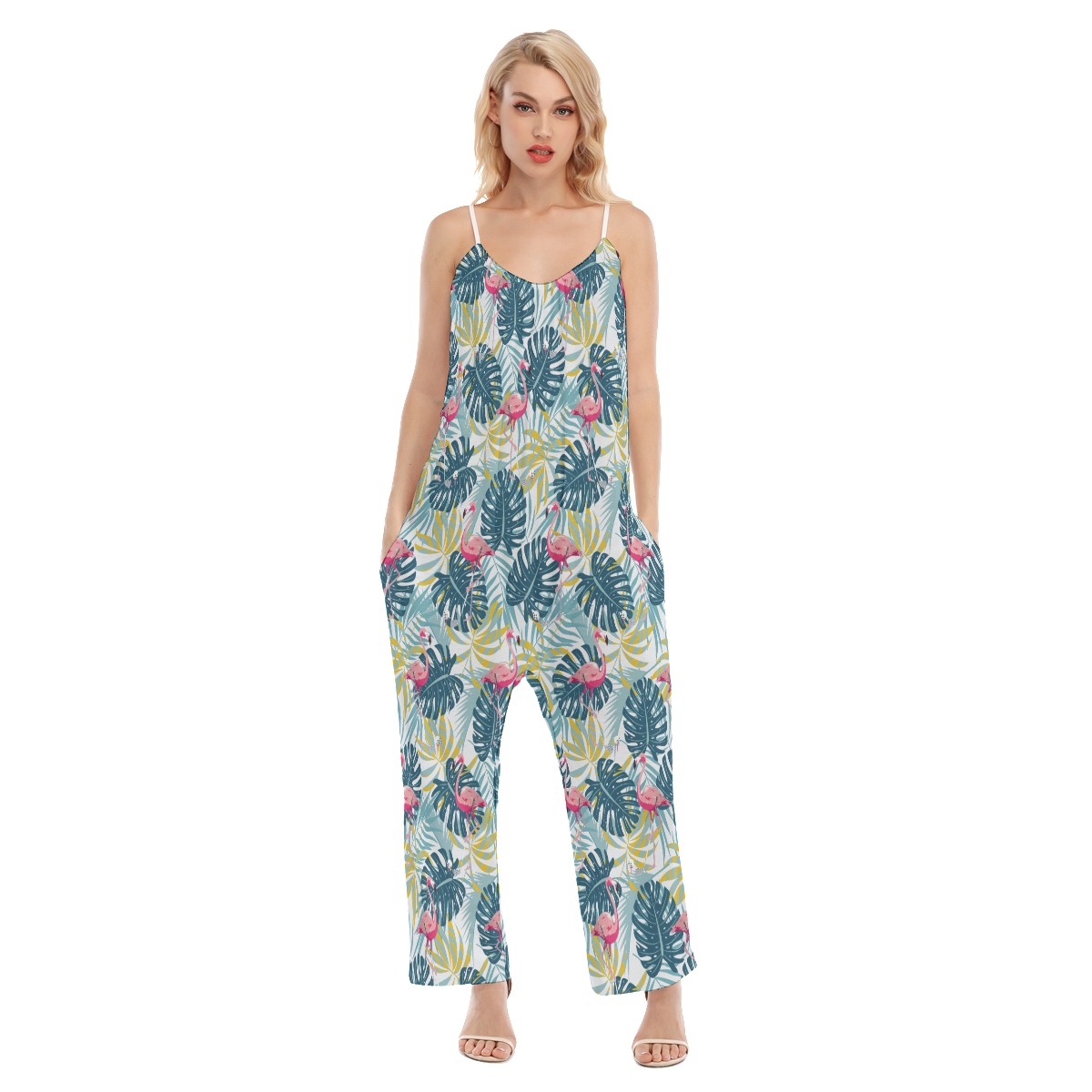 Cool Flamingo Tropical Aloha Cami Loose Jumpsuit For Women - variant image 1