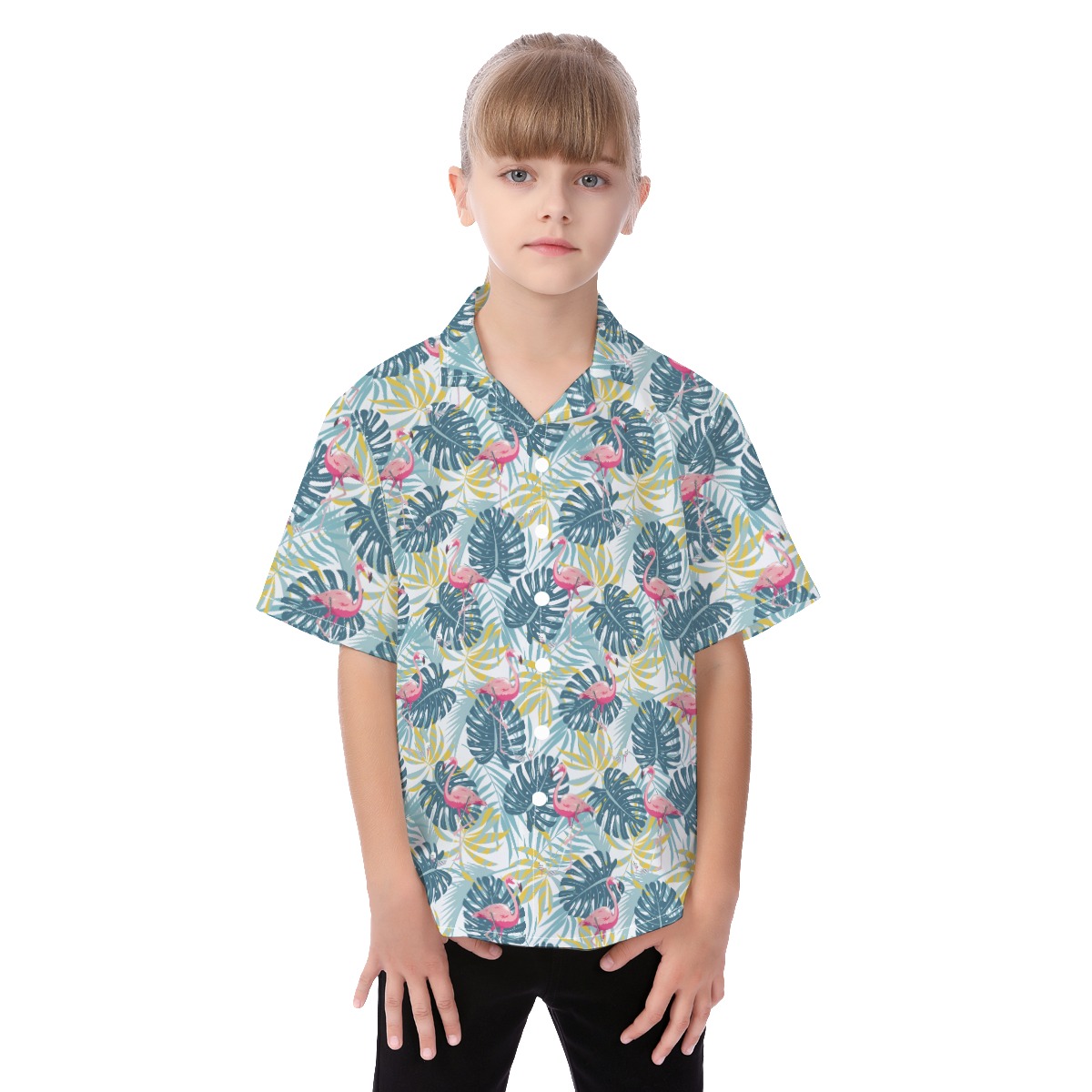 Cute Flamingo Tropical Aloha Kid's Shirt - variant image 1