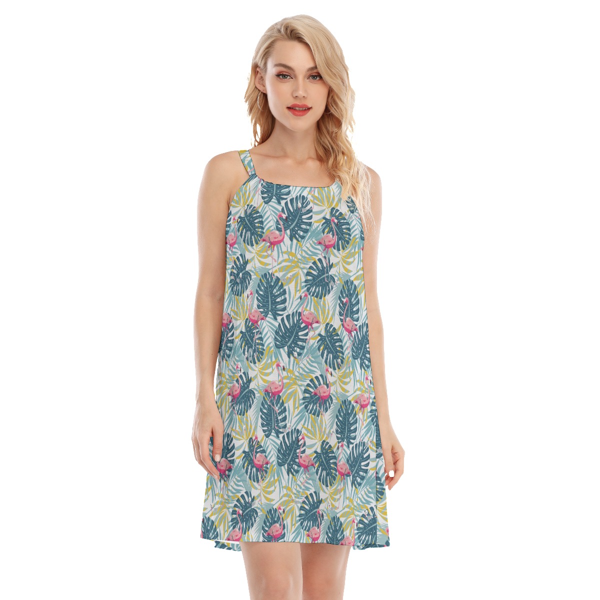Cool Flamingo Tropical Aloha Cami Dress For Summer - variant image 1