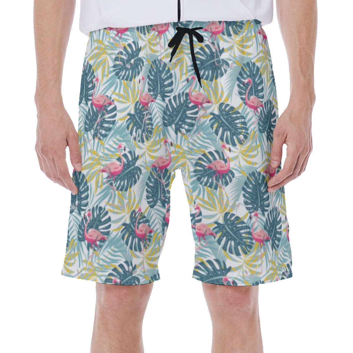 Tropical Leaves Flamingo Hawaiian Swim Trunks For Men - variant image 1