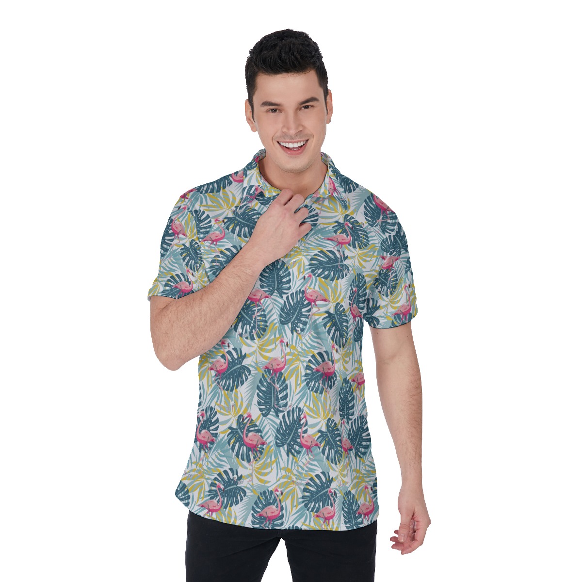 Men's Tropical Flamingo Hawaiian Golf Shirt - variant image 1