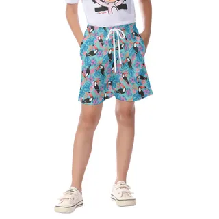 Tropical Toucans Floral Hawaiian Summer Beach Shorts For Kids