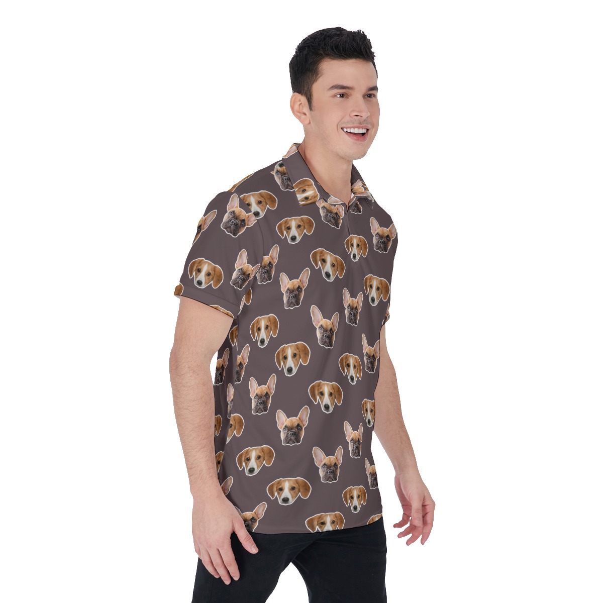 Custom 2 Dog Faces Golf Shirt For Men
