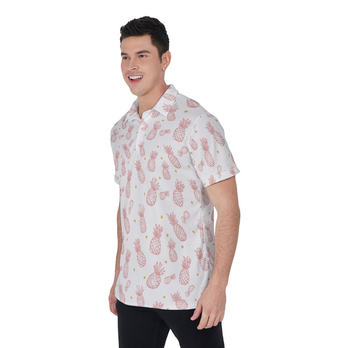 Pineapple Pink And White Men's Polo Shirt