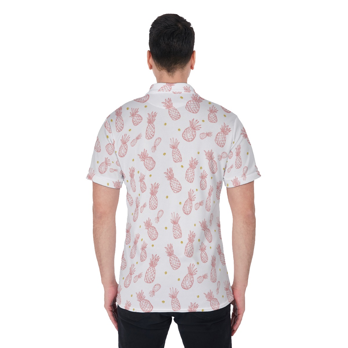 Pineapple Pink And White Men's Polo Shirt