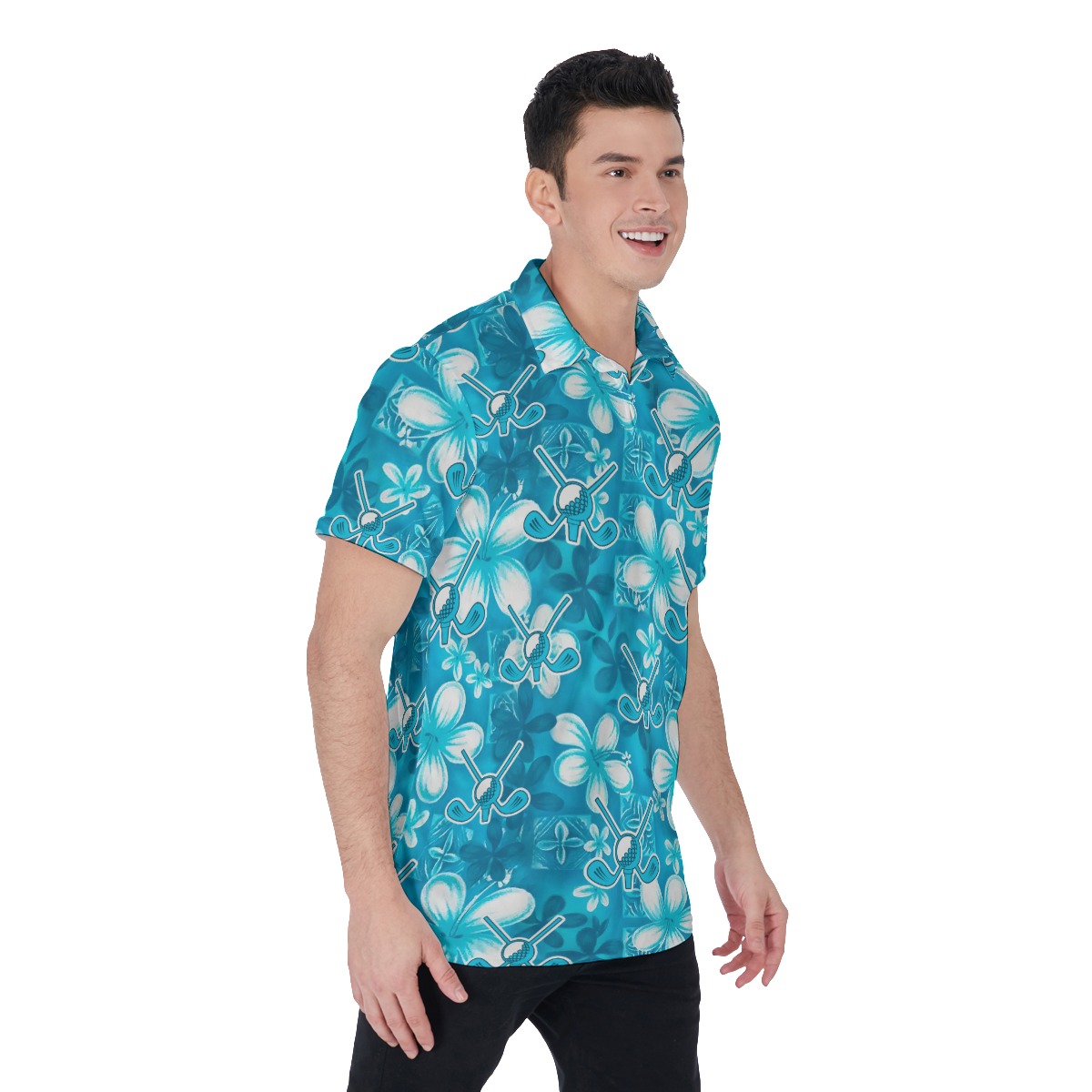 Vintage Golf Floral Polo Shirt For Men