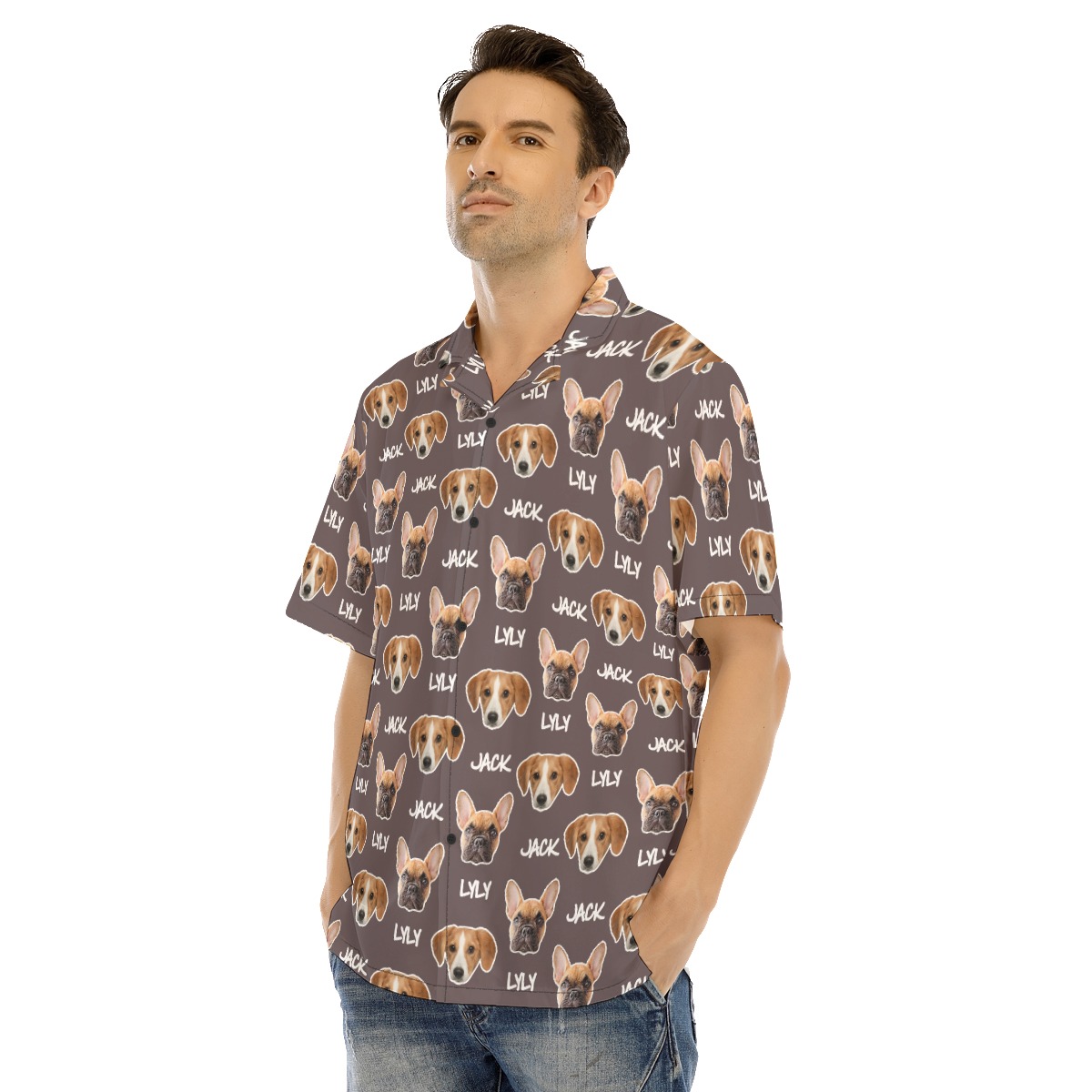 Custom Multi Dog Face And Name Hawaiian Shirt