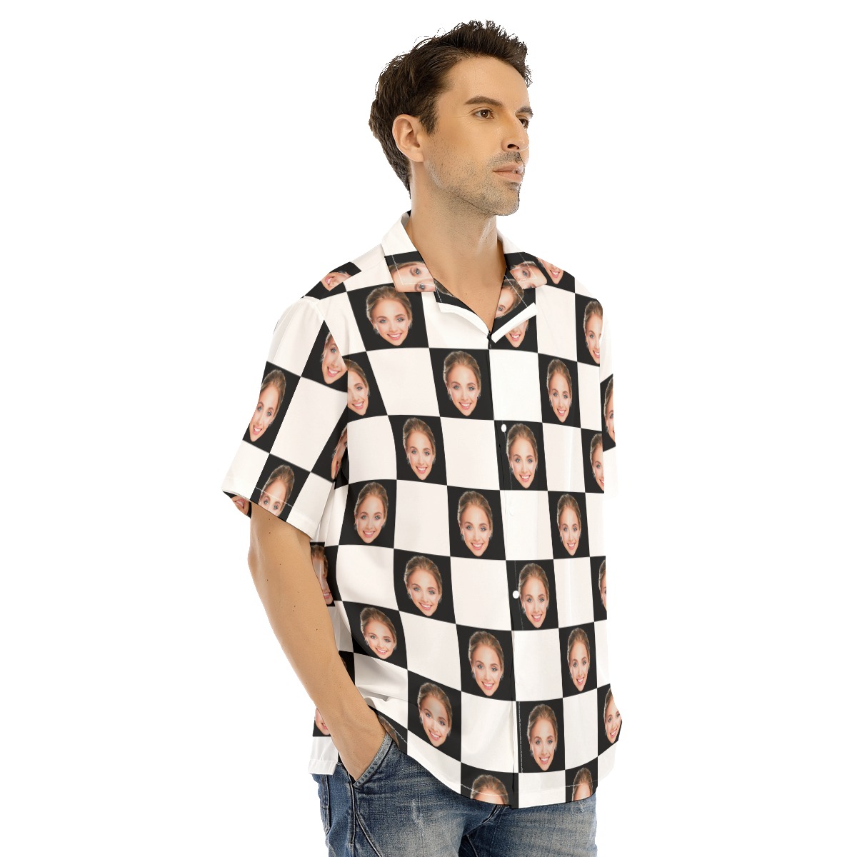 Funny Custom Face Caro Hawaiian Shirt For Men