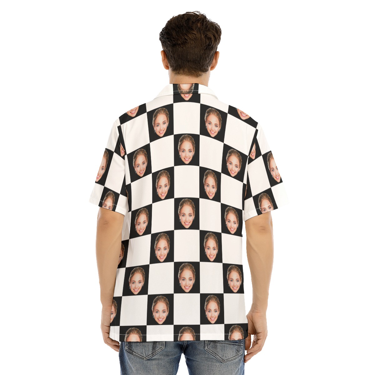 Funny Custom Face Caro Hawaiian Shirt For Men