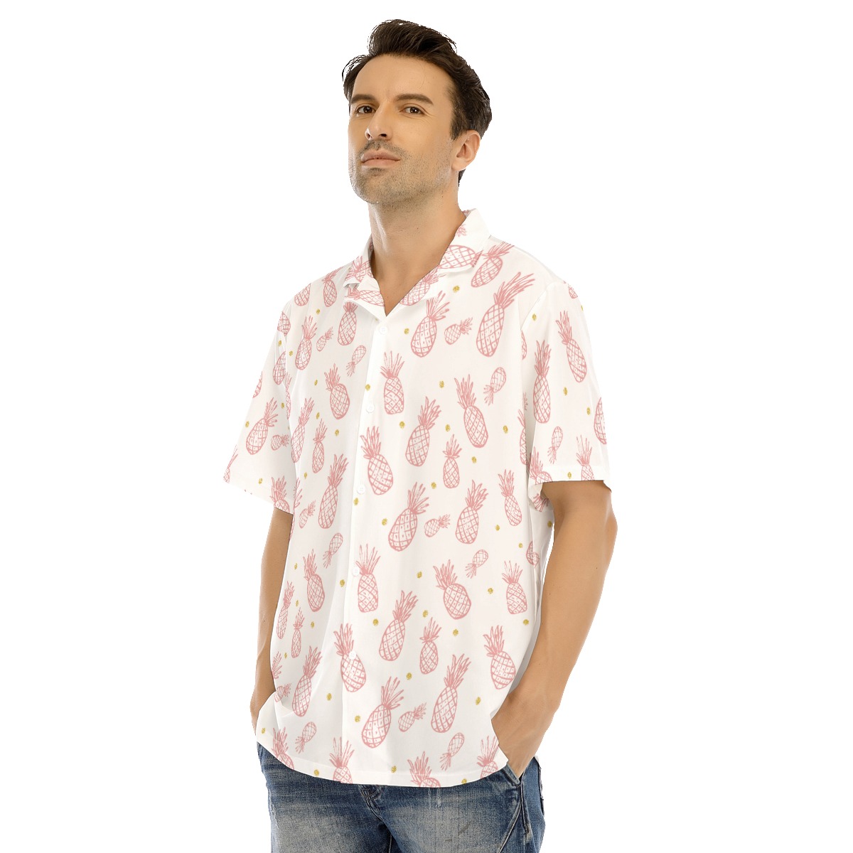 Pineapple White Hawaiian Shirt For Men