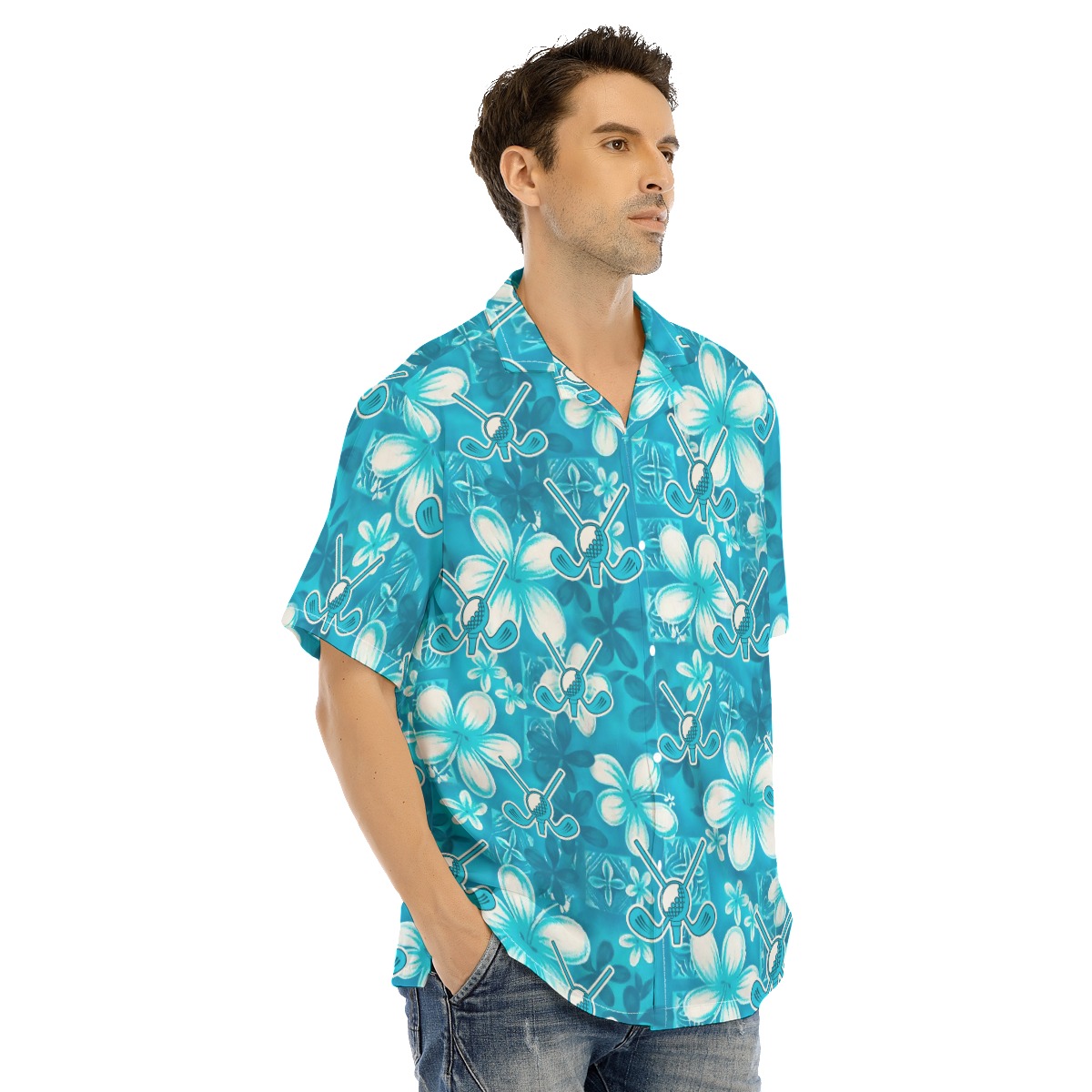 Golf Tropical Blue Hawaiian Shirt For Men