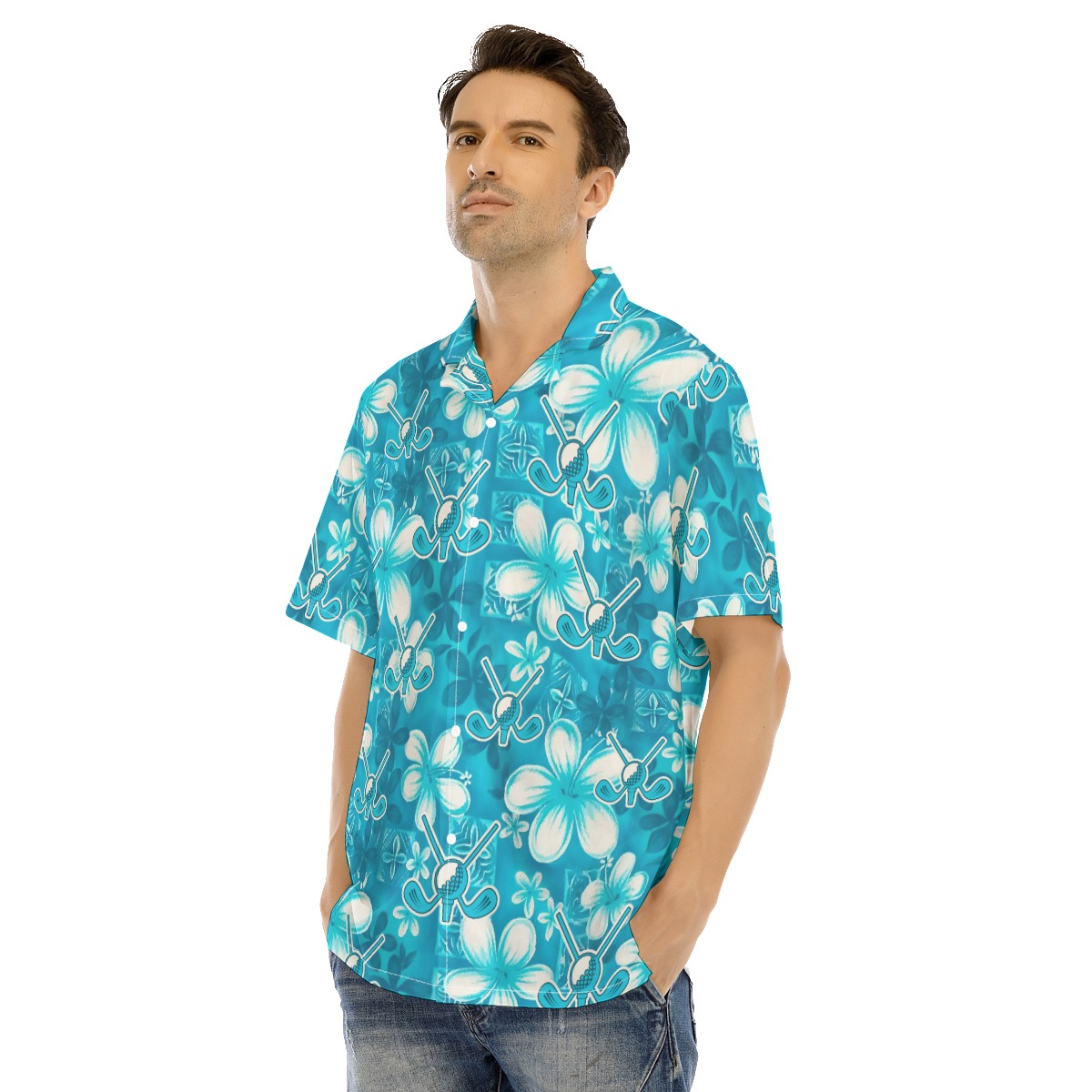 Golf Tropical Blue Hawaiian Shirt For Men