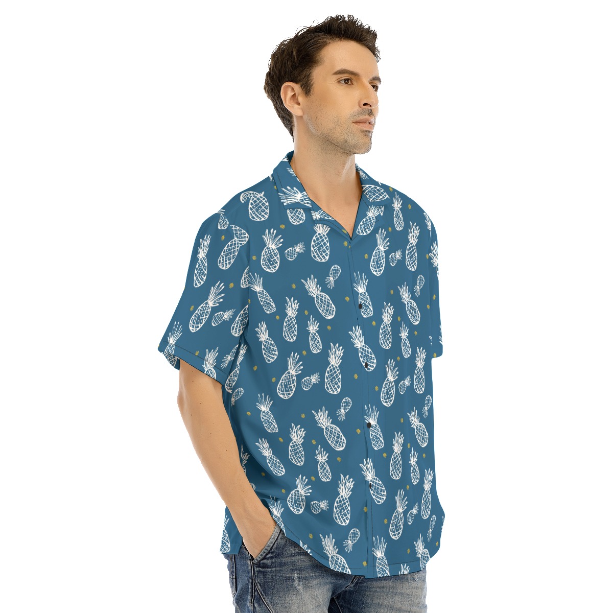 Pineapple Fruit Navy Hawaiian Shirt For Men