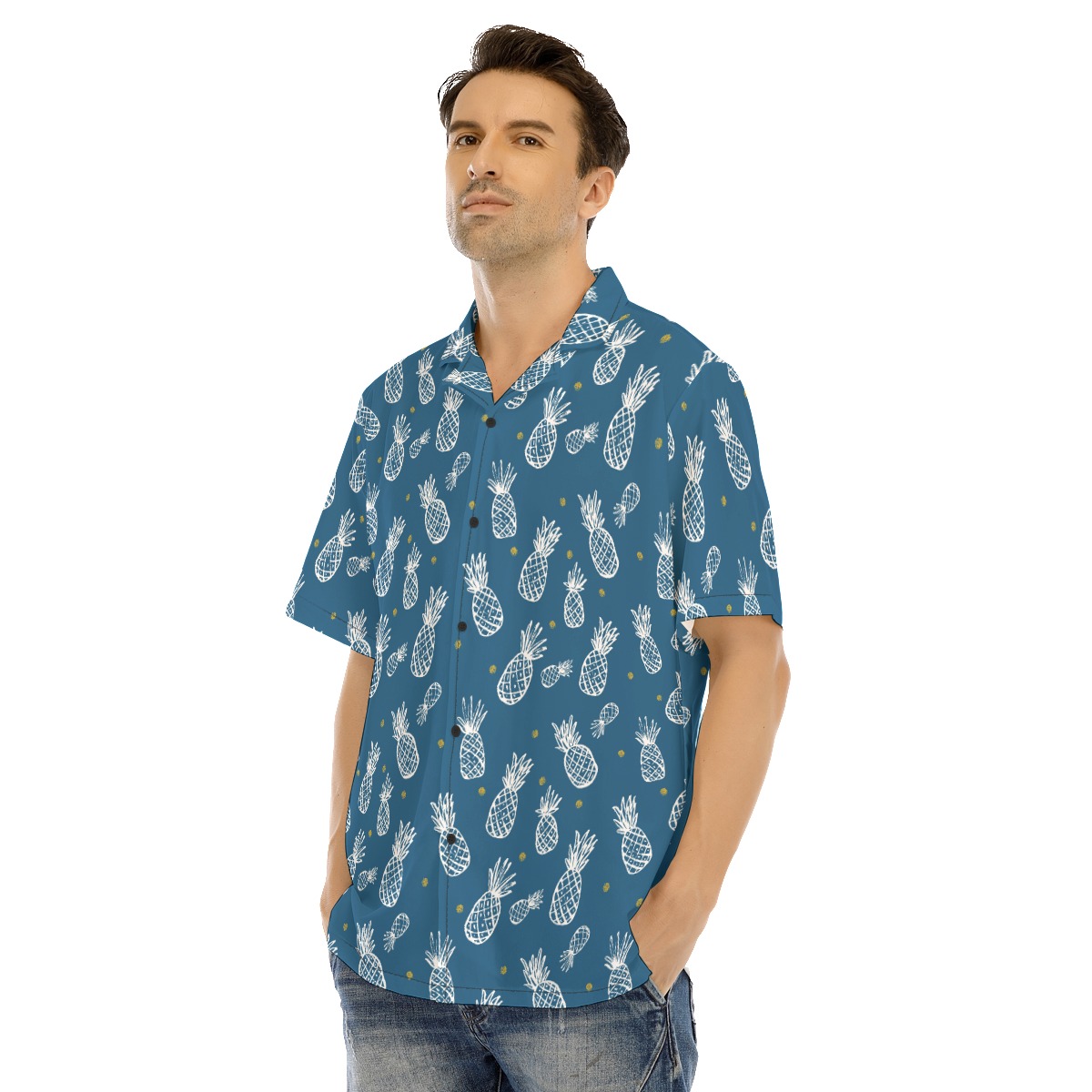 Pineapple Fruit Navy Hawaiian Shirt For Men