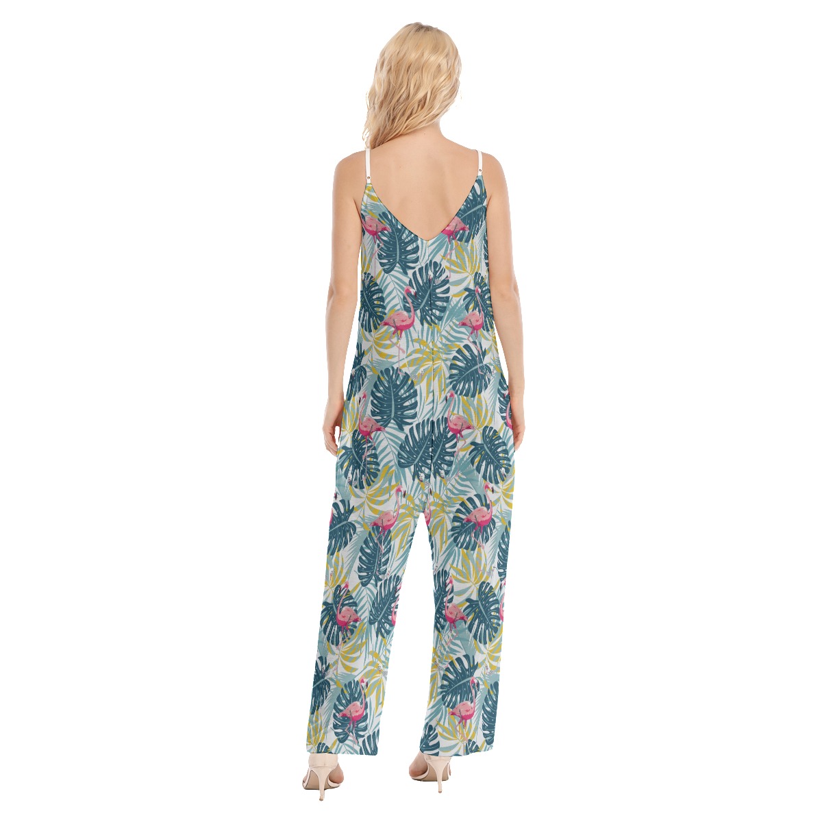 Cool Flamingo Tropical Aloha Cami Loose Jumpsuit For Women
