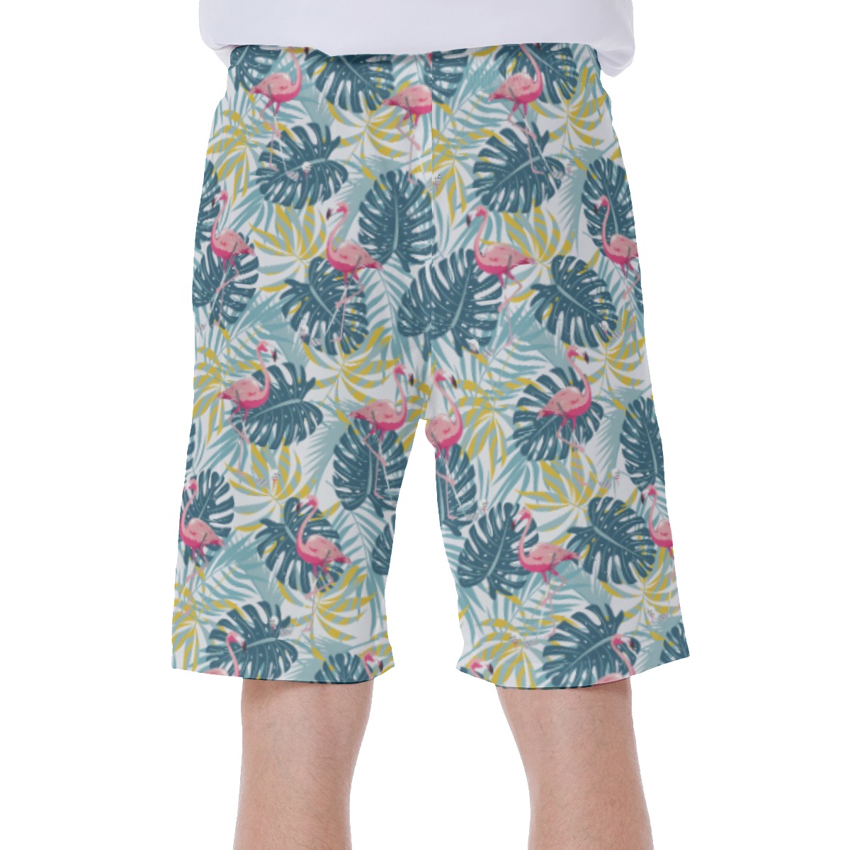 Tropical Leaves Flamingo Hawaiian Swim Trunks For Men