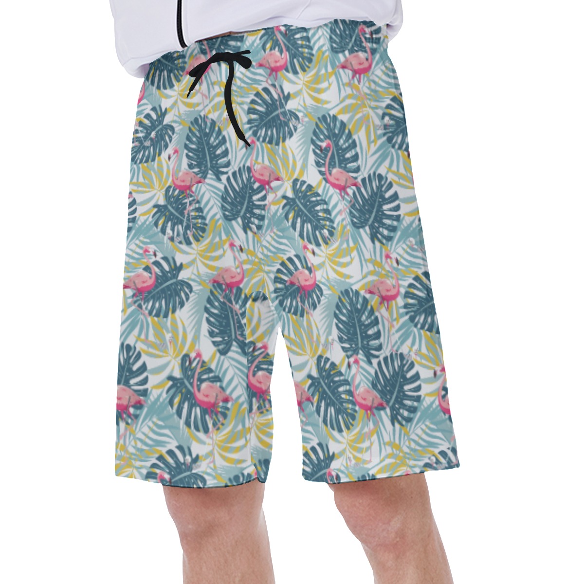 Tropical Leaves Flamingo Hawaiian Swim Trunks For Men