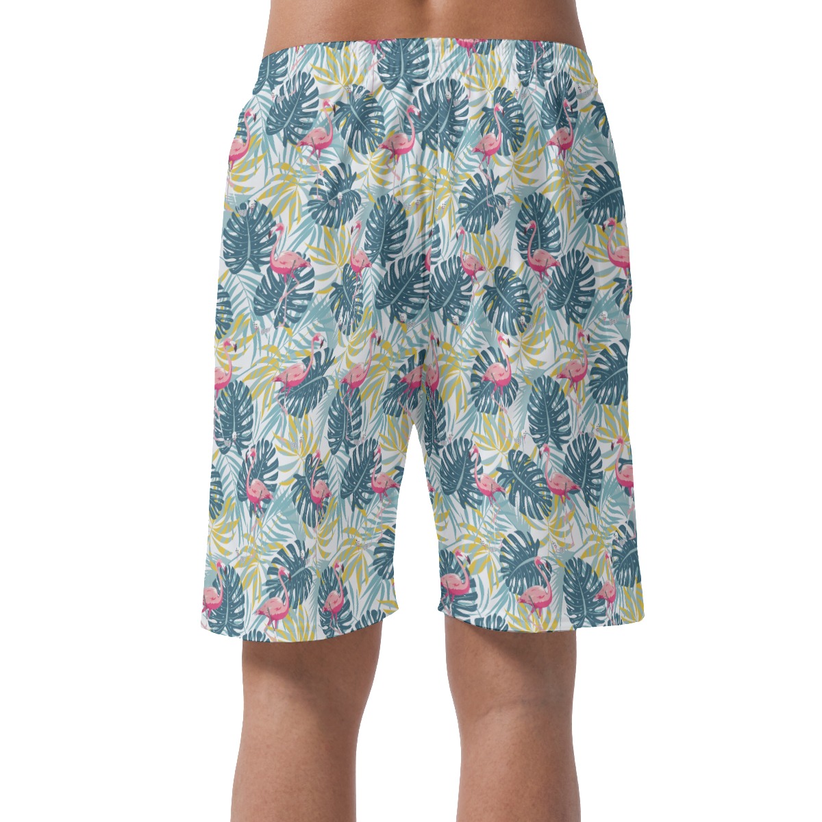 Flamingo Tropical Leaves Summer Beach Shorts For Men