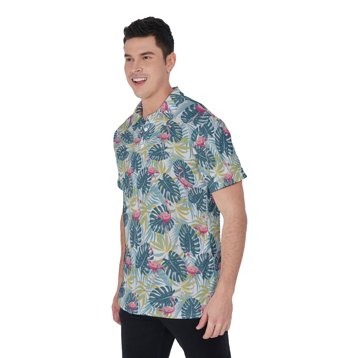 Men's Tropical Flamingo Hawaiian Golf Shirt
