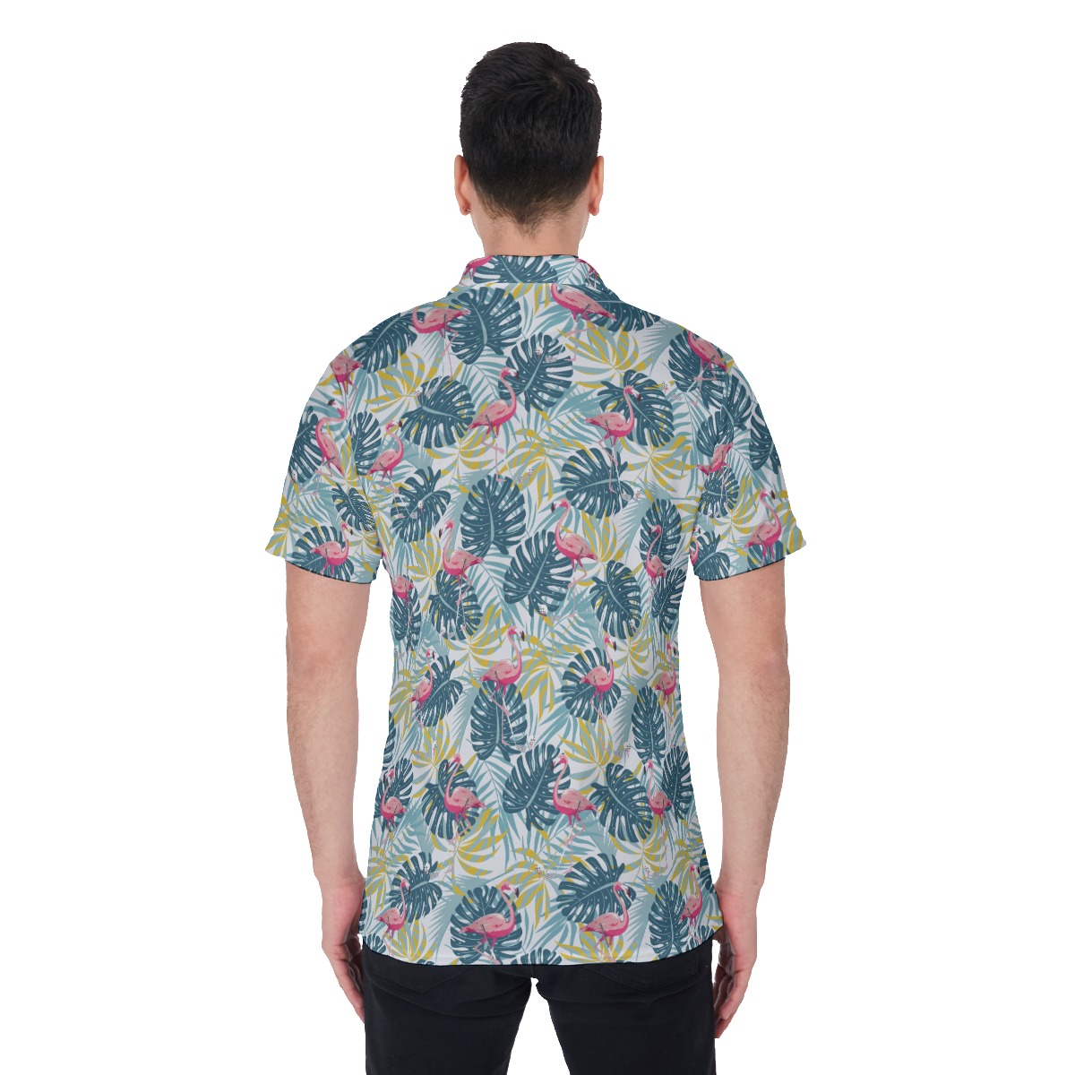 Men's Tropical Flamingo Hawaiian Golf Shirt