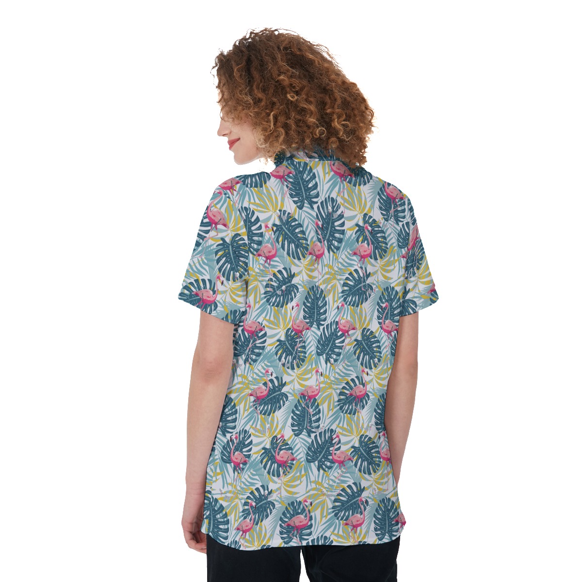 Tropical Flamingo Hawaiian Golf Shirt For Women