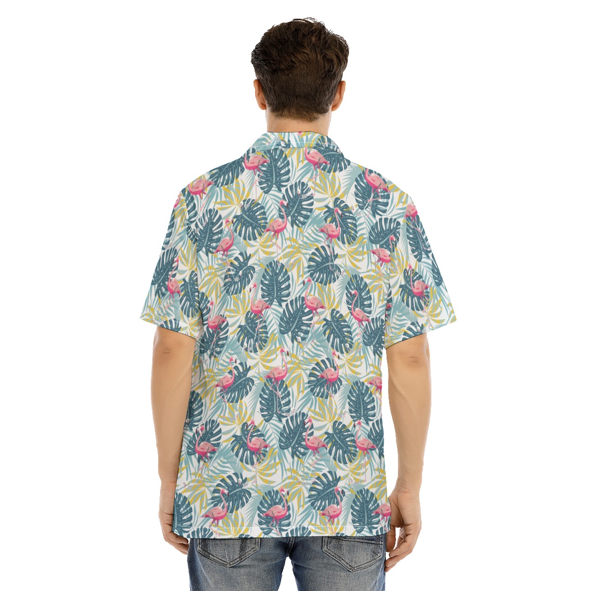 Tropical Leaves Flamingo Men's Hawaiian Shirt